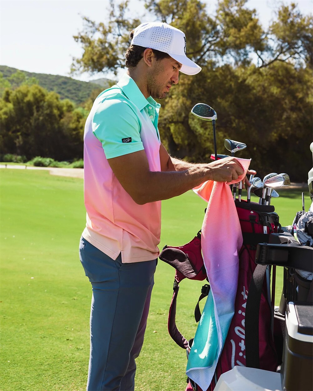 Men's Women's Matching polo Polo Shirt golf apparel Breathable Quick Dry Lightweight Top Color Gradient Summer Golf