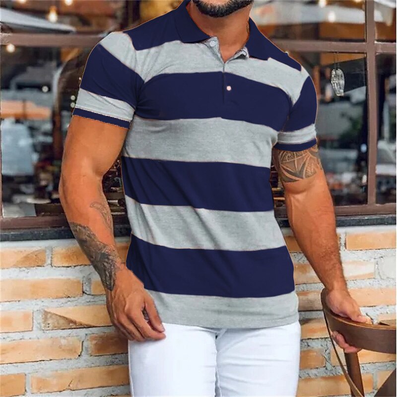 Men's Outdoor Holiday Sport Fashion Casual Breathable Light Comfortable Print Short Sleeve Polo Shirt