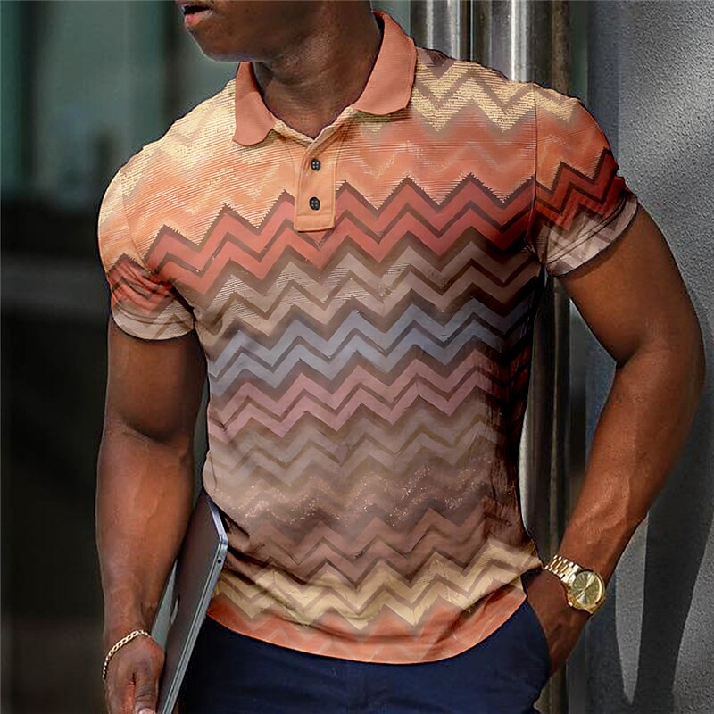 Men's Golf Outdoor Street Fashion Breathable Comfortable Soft Print Short Sleeves Polo Shirt