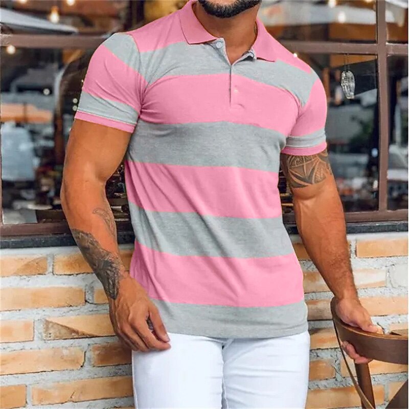 Men's Outdoor Holiday Sport Fashion Casual Breathable Light Comfortable Print Short Sleeve Polo Shirt