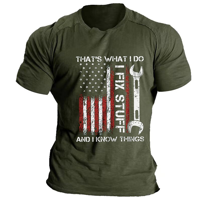 Men's T shirt Tee Quotes & Sayings American Flag Graphic Tee Letter Print Crewneck Hot Stamping Top