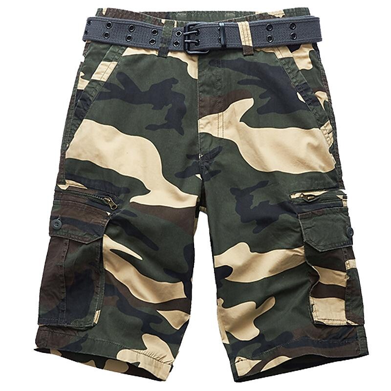 Men's Outdoor Climbing Fishing Tactic Hiking Wear Resistant Pockets Comfortable Camo Shorts
