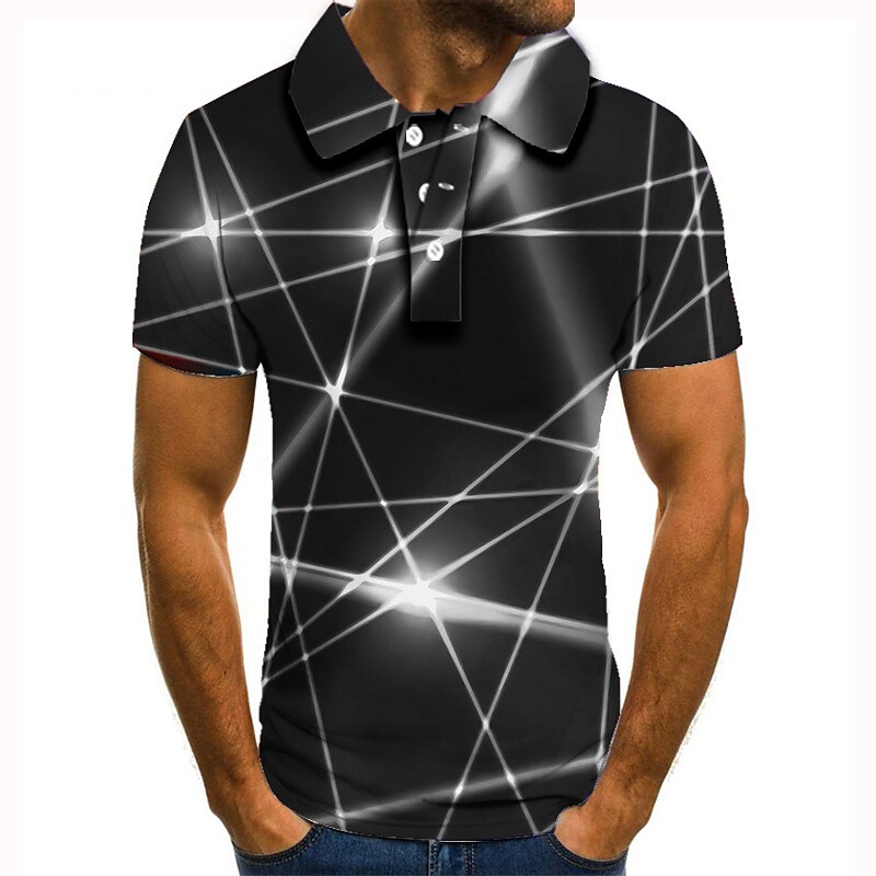Men's Collar Polo Shirt Golf Shirt Tennis Shirt Graphic Prints Linear