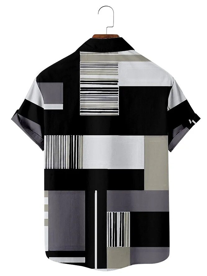 Men's Casual Outdoor Street Fashion Comfortable Light Plaid Short Sleeves Shirt