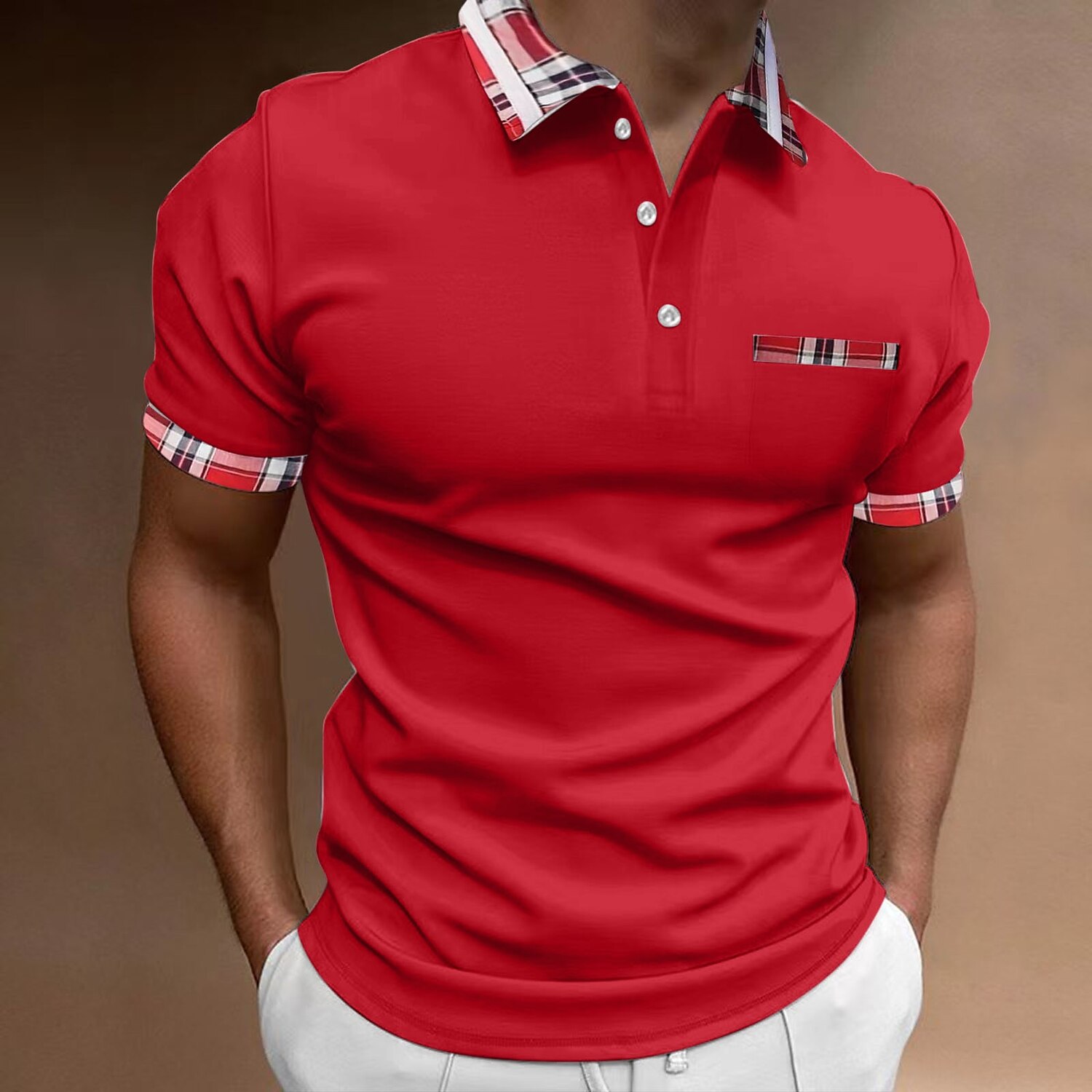 Men's Golf Casual Holiday Fashion Comfortable Breathable Plain Short Sleeves Polo Shirt