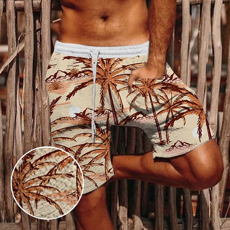 Men's Beach Pants Drawstring Elastic Waist Print Graphic Prints Comfor