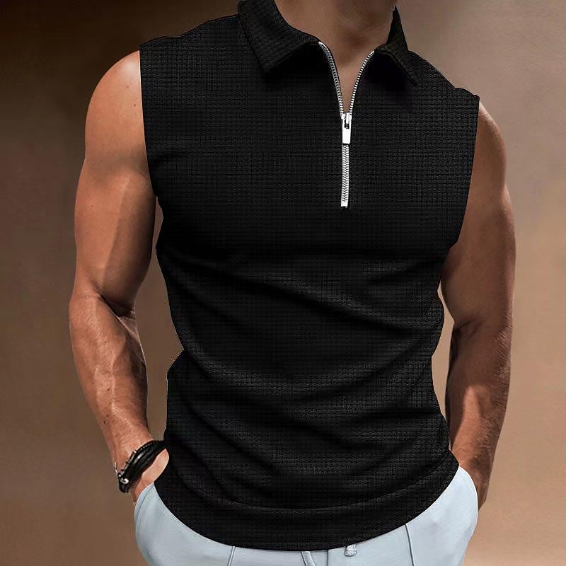 Men's Tank Top Summer Lapel Button-down Sleeveless Tcasual Sports Vest