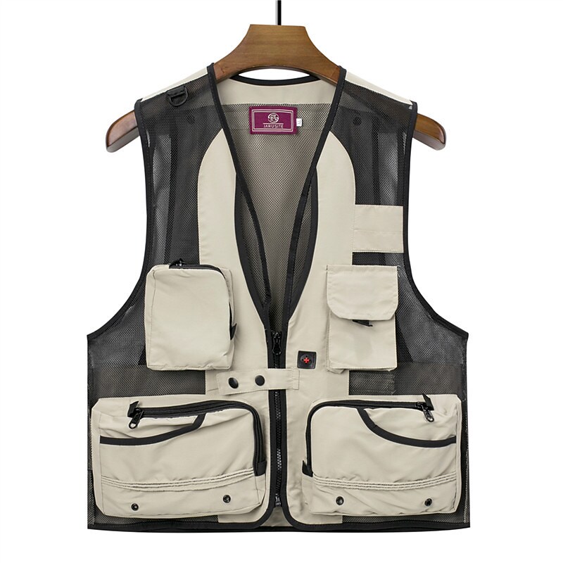 Men's Outdoor Hunting Fishing Climbing Muti-pockets Wear Resistant Breathable Lightweight Solid Color Vest
