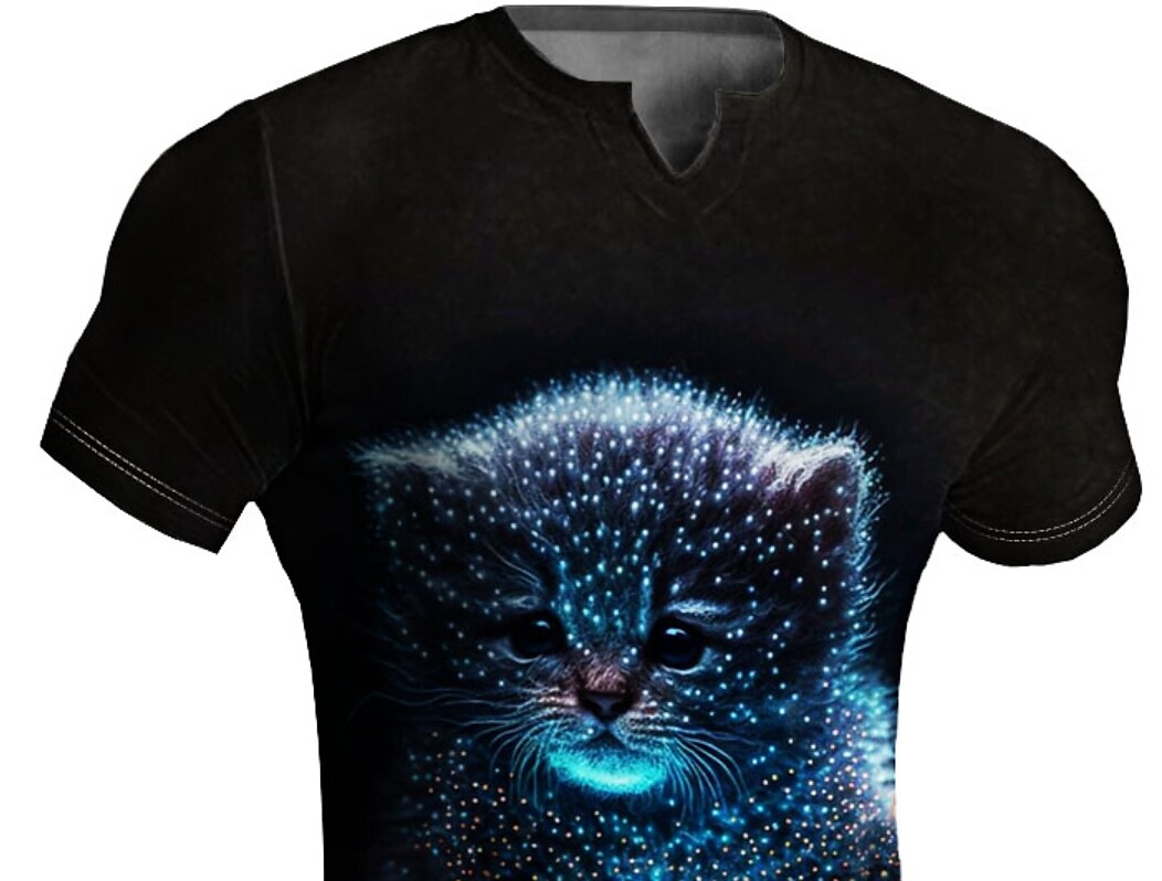 Men's Sports Fitness Muscle Leisure Outdoor Street Quick-drying Breathable Animal Print Short Sleeves