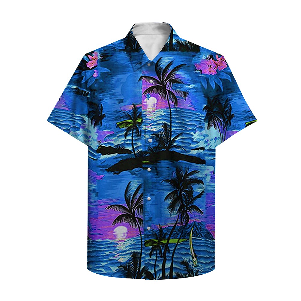 Summer Hawaiian Shirt Graphic Shirt Aloha Shirt Green Blue Red Clothin