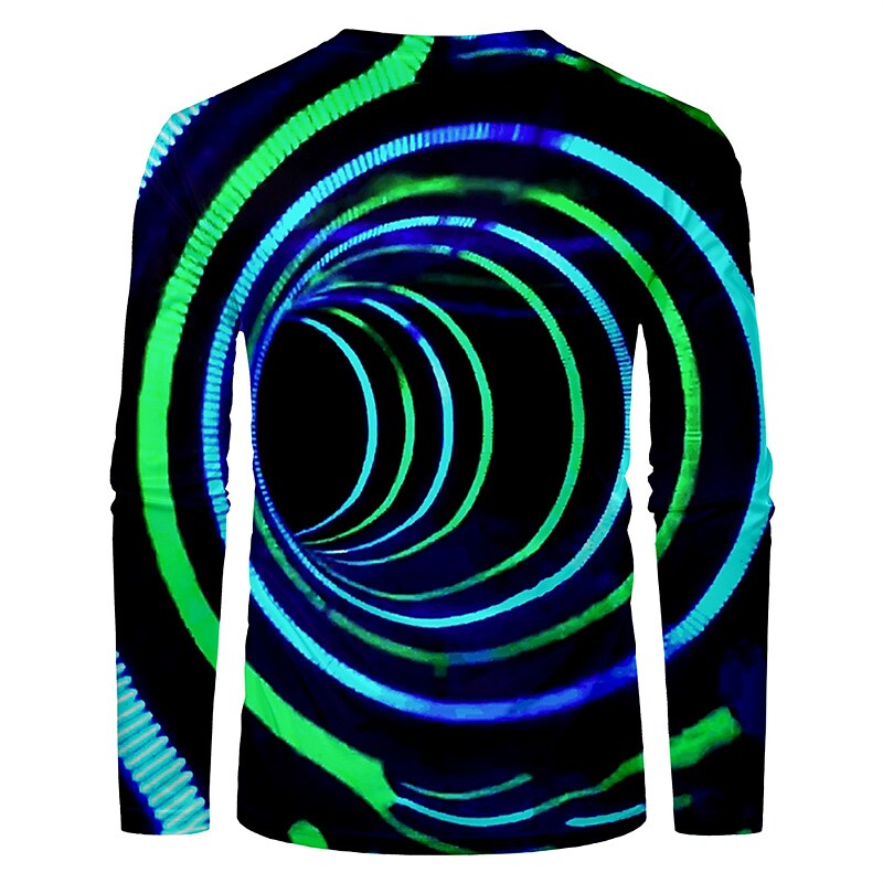 Men's T shirt Graphic Prints Crack Crew Neck 3D Print Holiday Long Sle