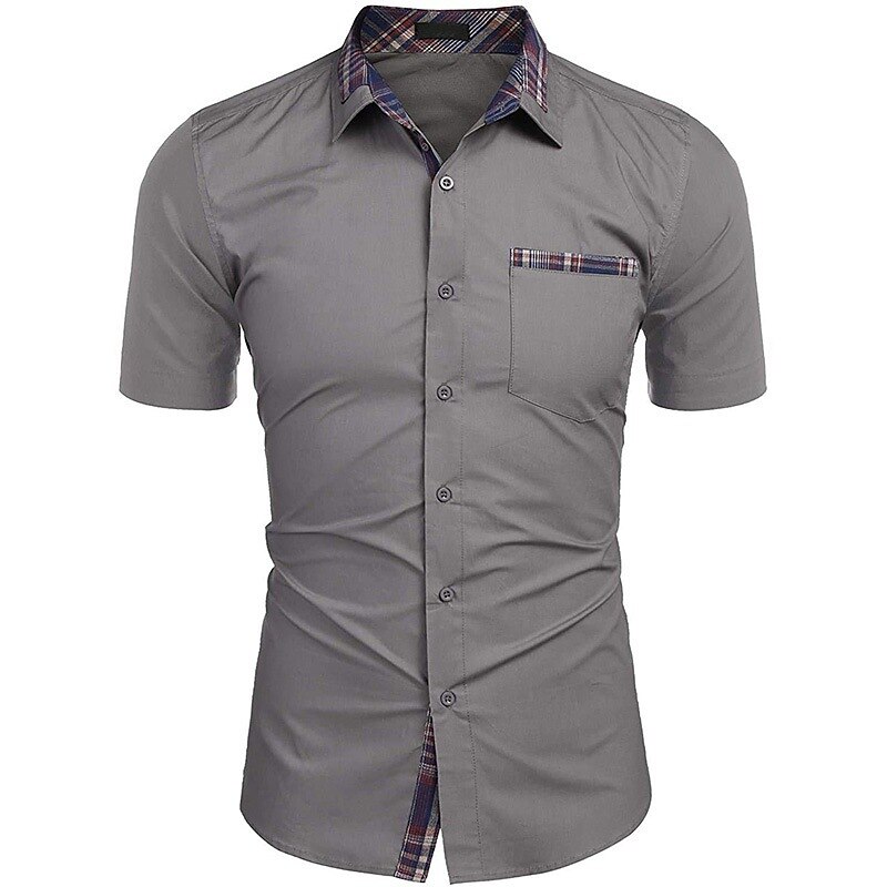 Men's Outdoor Street Casual Fashion Comfortable Breathable Plain Pocket Short Sleeves Shirt