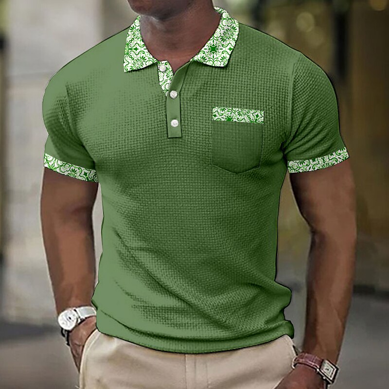 Men's Golf Outdoor Street Fashion Breathable Comfortable Soft Floral Print Short Sleeves Polo Shirt