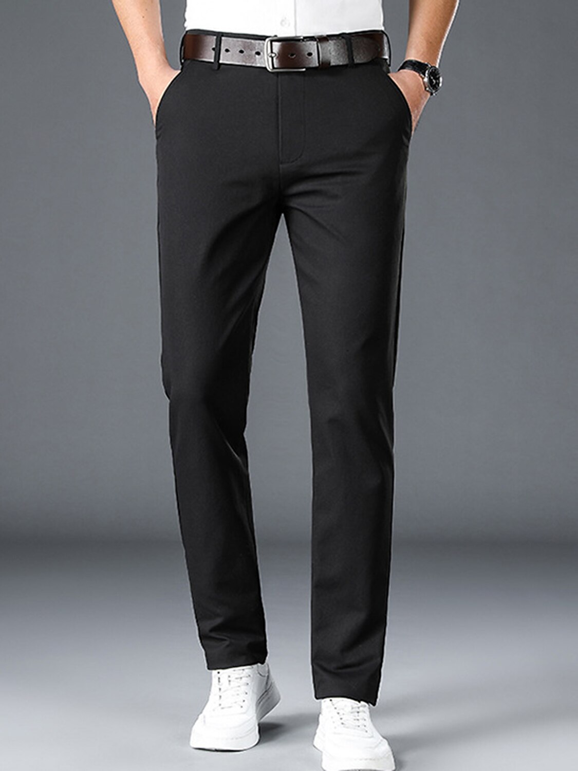 Men's Chinos Chino Pants Pocket Plain Comfort Breathable Outdoor Daily Going out 100% Cotton Fashion Casual Trousers 