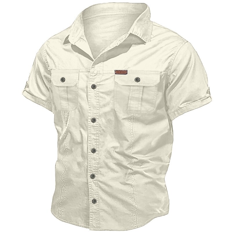 Men's Work Buttons Casual Solid Color Vacation Outdoor Fashion Workwear Short Sleeves