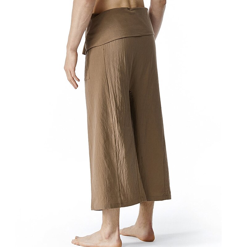 Men's Casual Yoga Fashion Breathable Comfortable Light Soft Pockets Plain Trouser Pants