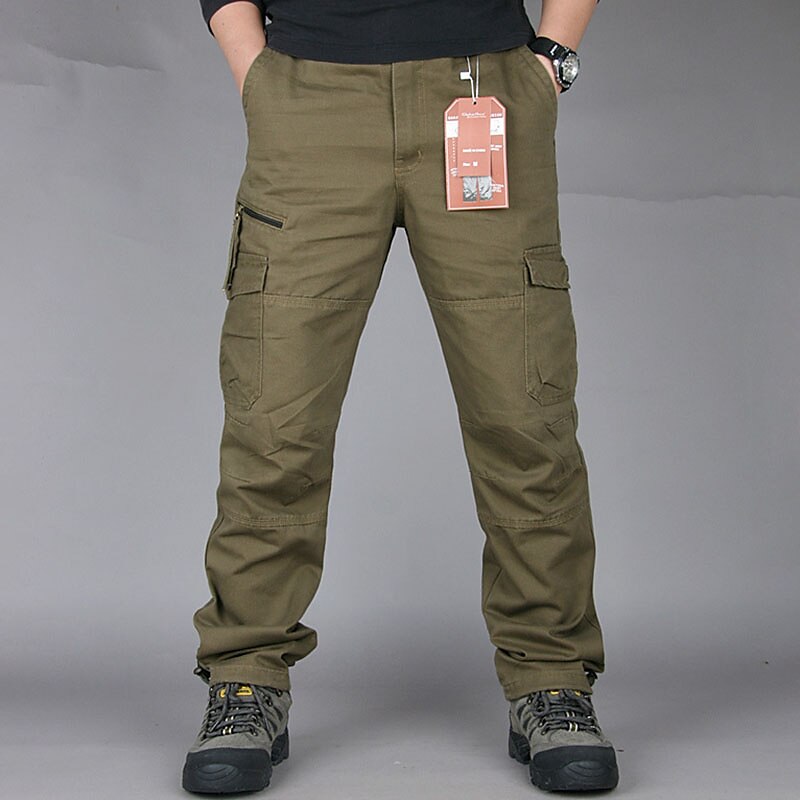 Men's Cargo Pants Cargo Trousers Hiking Pants Pocket Plain Comfort Breathable Outdoor Daily Going out 100% Cotton Fashion Casual Army Yellow Black