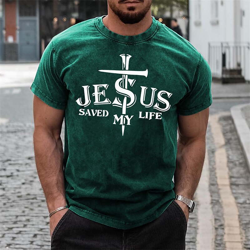 Men's T shirt Graphic Letter Crew Neck Print Outdoor Daily Short Sleeve Print Fashion Designer Vintage Top