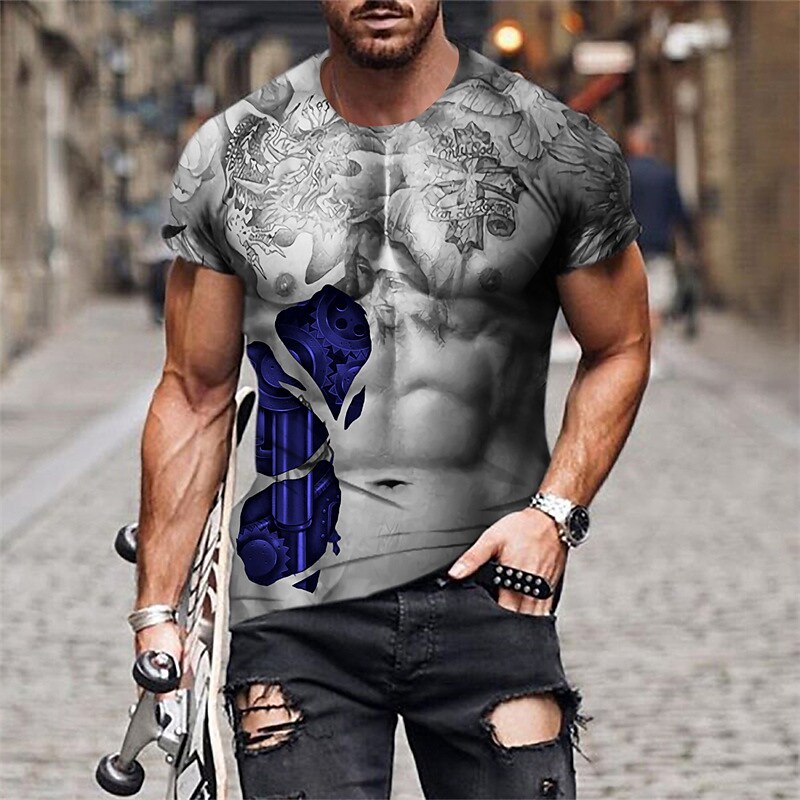 Men's T shirt Graphic Prints Crack Crew Neck 3D Print Holiday Short Sl