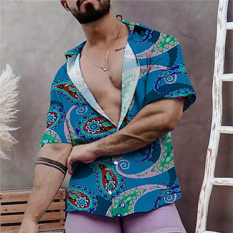 Men's Shirt Floral Graphic Prints Turndown Street Casual Short Sleeves