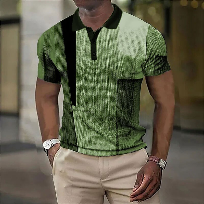 Men's Waffle Golf Outdoor Street Fashion Breathable Comfortable Soft Print Short Sleeves Polo Shirt