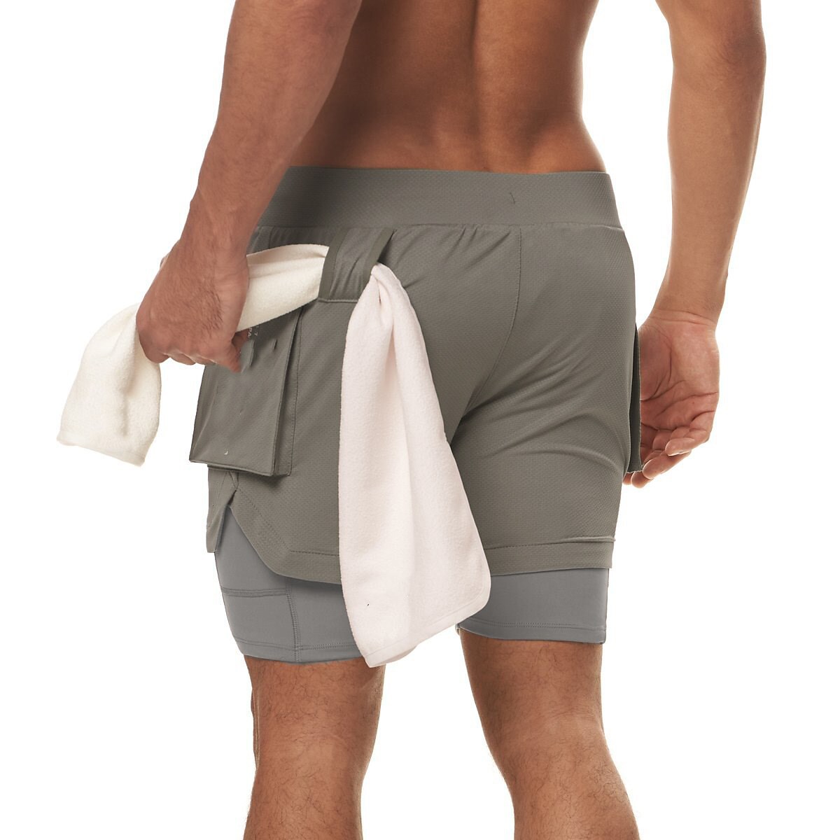 Men's Running Shorts Gym Shorts Drawstring 2 in 1 Shorts Athletic Athleisure Spandex Breathable Soft Quick Dry Yoga Fitness Gym Workout Sportswear Activewear Solid Colored Black Army Green Khaki