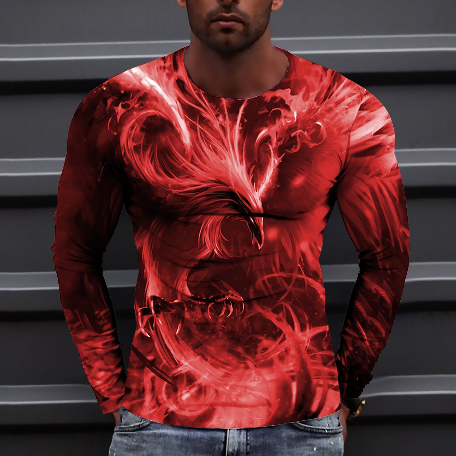 Men's T shirt Graphic Prints Crack Crew Neck 3D Print Holiday Long Sle
