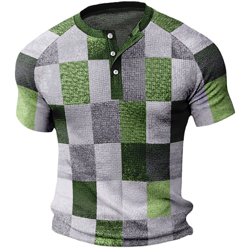 Men's Waffle Outdoor Street Fashion Casual Comfortable Breathable Soft Plain Henley Shirt