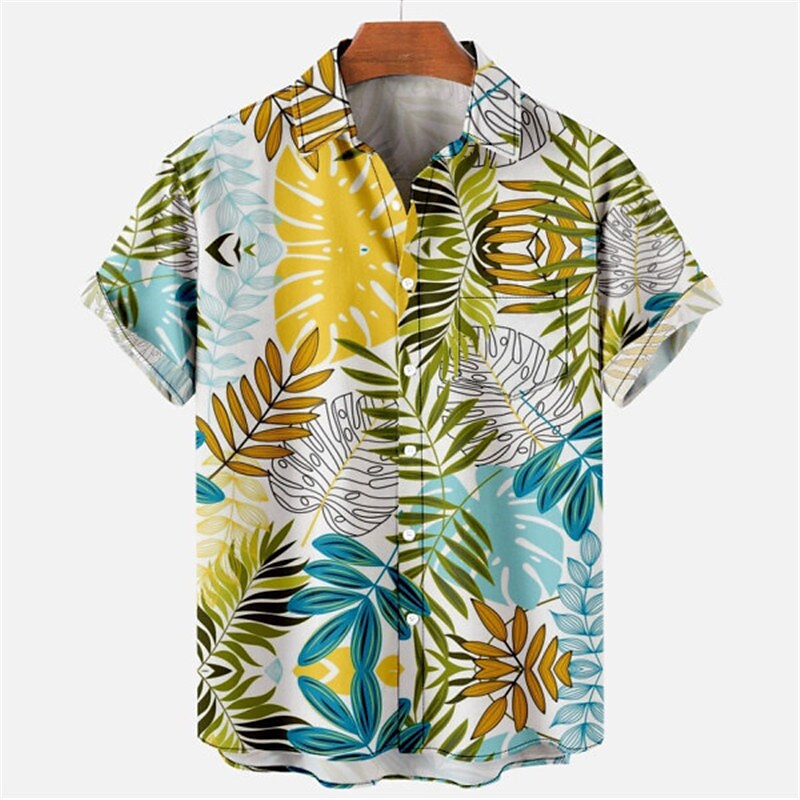 Men's Shirt Graphic Shirt Aloha Shirt Leopard Floral Scenery Turndown 
