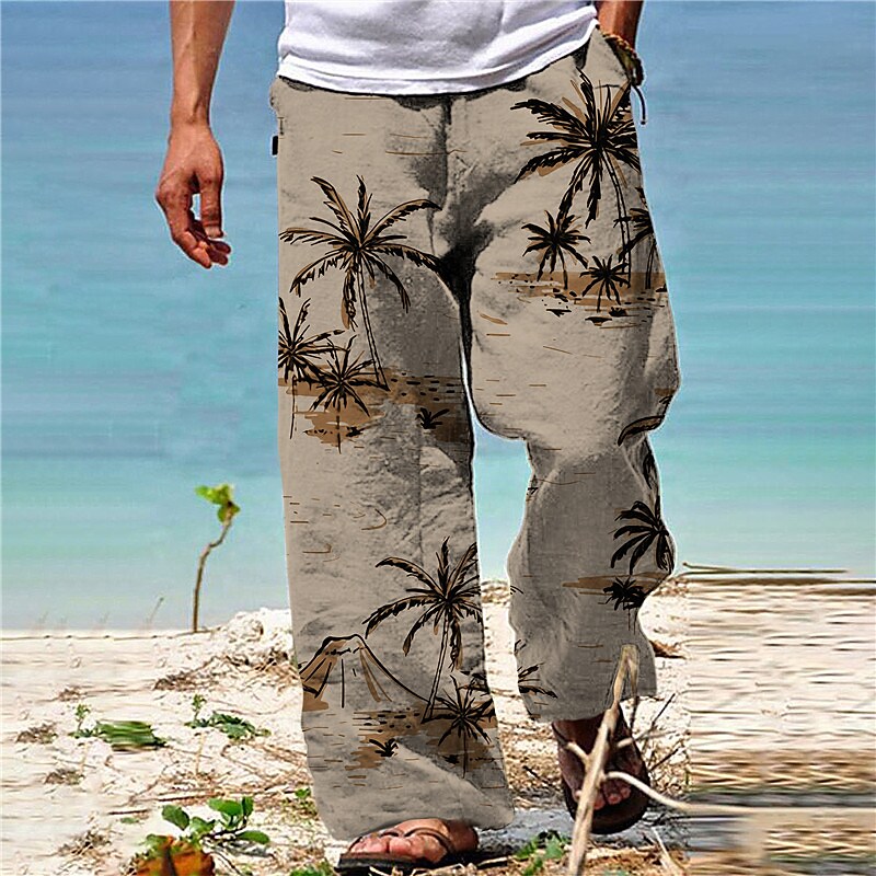 Men's Beach Pants Drawstring Elastic Waist Print Graphic Prints Comfor