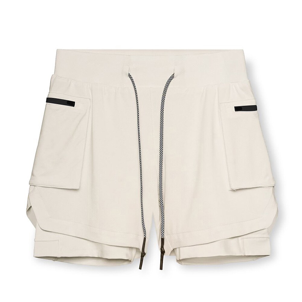 Men's Running Shorts Gym Shorts Drawstring 2 in 1 Shorts Athletic Athleisure Spandex Breathable Soft Quick Dry Yoga Fitness Gym Workout Sportswear Activewear Solid Colored Black Army Green Khaki