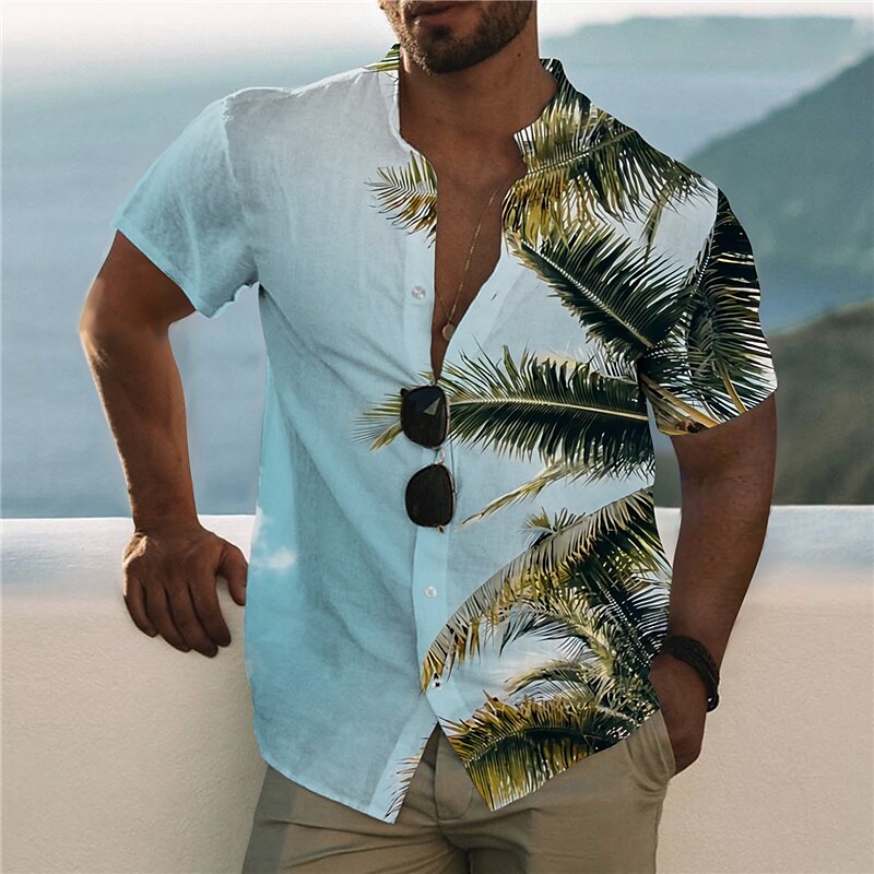 Men's Summer Hawaiian Graphic Shirt Coconut Tree Turndown Print Outdoo