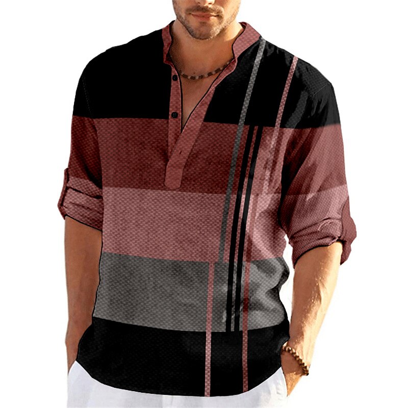 Men's Linen Outdoor Street Fashion Casual Comfortable Breathable Soft Prints Long Sleeves Shirt