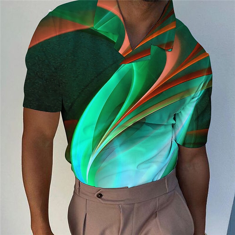 Men's Collar Polo Shirt Golf Shirt Turndown 3D Print Casual Short Slee