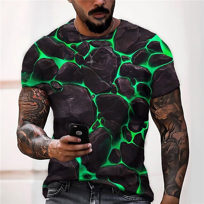 Men's T shirt Graphic Prints Crack Crew Neck 3D Print Holiday Short Sl