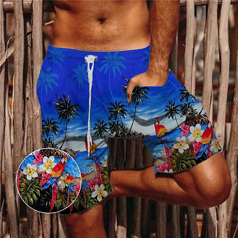 Men's Beach Pants Drawstring Elastic Waist Print Graphic Prints Comfor