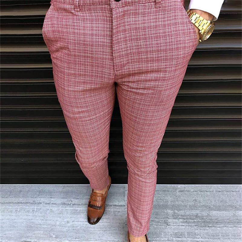 Men's Tights Trousers Jogger Pants Plaid Pocket Plaid Comfort Breathable Full Length Casual Daily Streetwear 