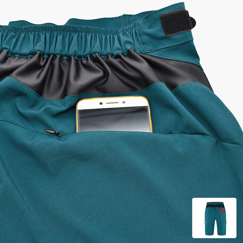 Men's Mountain Bike Shorts with Removable 5D Padded Underwear Cycling MTB Shorts Summer Bike with Zip Pockets Breathable Quick Dry Waterproof Bottoms 