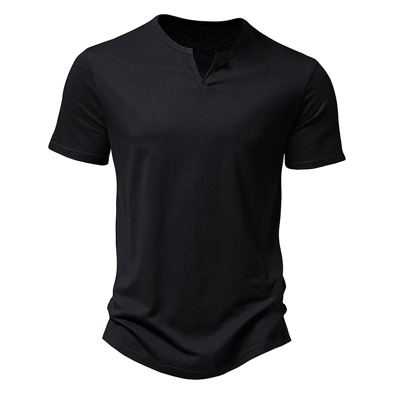 Men's Plain V Neck Street Vacation Short Sleeves Clothing Apparel Fashion Sport T shirt