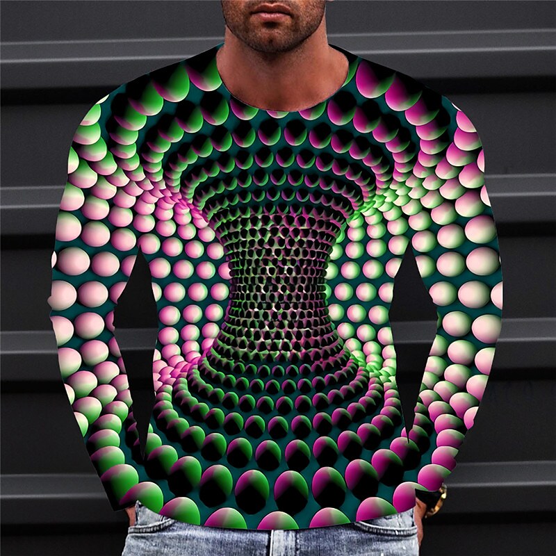 Men's T shirt Graphic Prints Crack Crew Neck 3D Print Holiday Long Sle