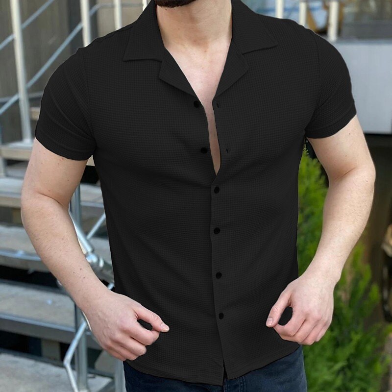 Men's Casual Outdoor Street Fashion Comfortable Light Plain Short Sleeves Shirt