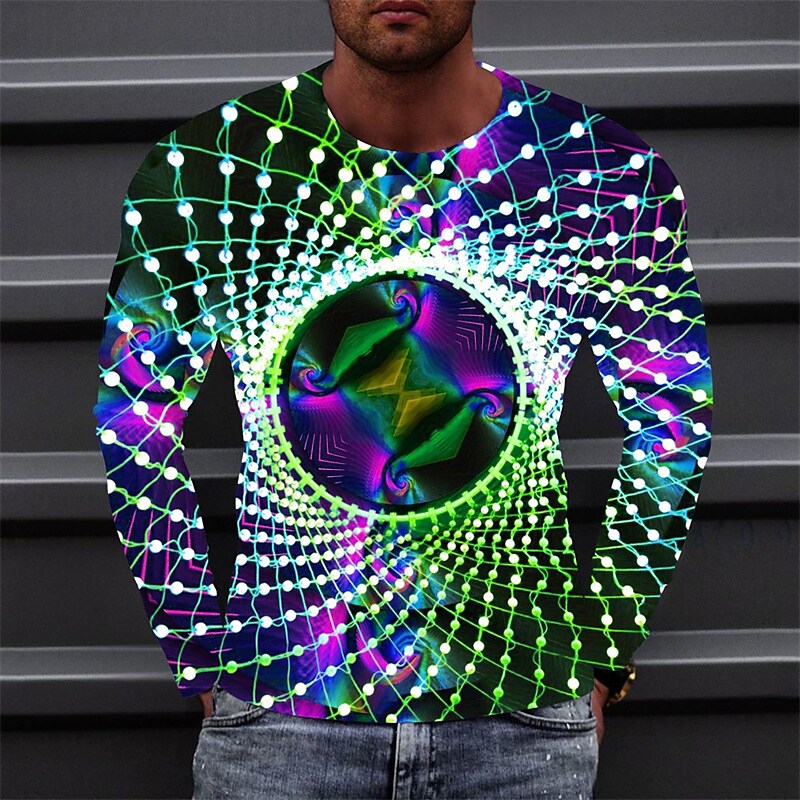 Men's T shirt Graphic Prints Crack Crew Neck 3D Print Holiday Long Sle