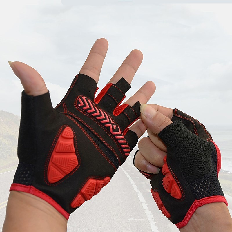 Bike Cycling Mountain Bike Half Finger Anti Slip Breathable Shockproof Sweat wicking Sports Gym Silica Gel Gloves 