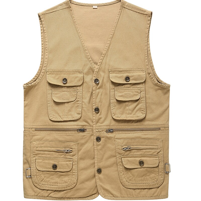 Men's Outdoor Fishing Hunting Climbing Comfortable Lightweight Muti-pockets Breathable Solid Color Sleeveless Vest