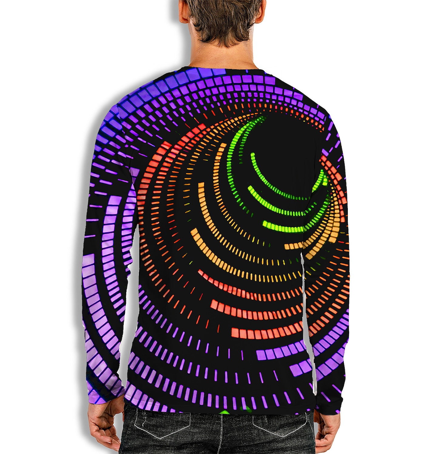 Men's T shirt Graphic Prints Spiral Stripe Crew Neck Print Daily Holiday Long Sleeve Print Top