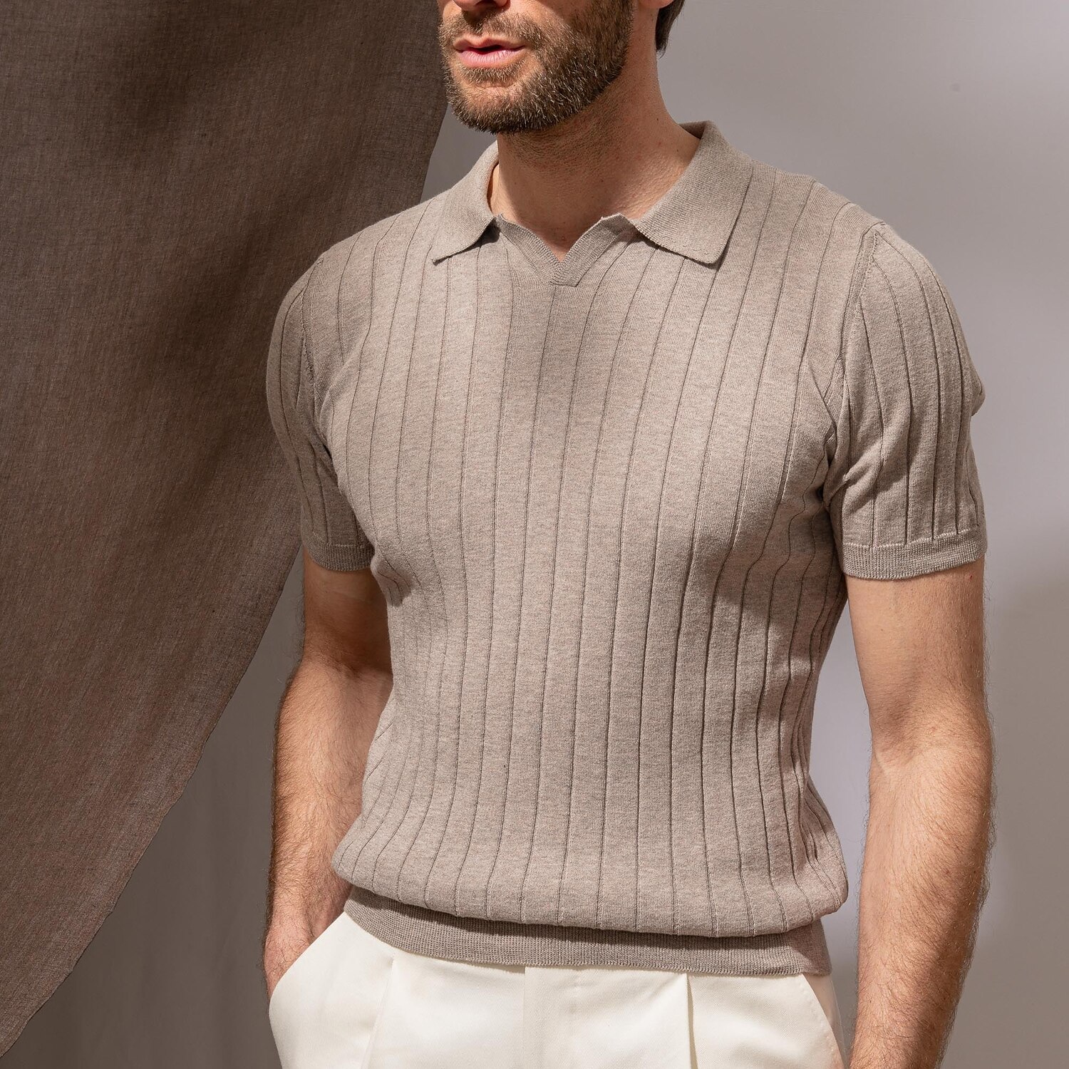 Men's Knit Polo Sweater Golf Shirt Business Casual Lapel V Neck Short Sleeves Basic Solid Color Plain Knitted Summer Maroon Beige Knit Polo Sweater