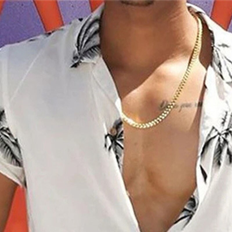 Men's Summer Hawaiian Shirt Button Up Beach Shirt Short Sleeve Tree Tu