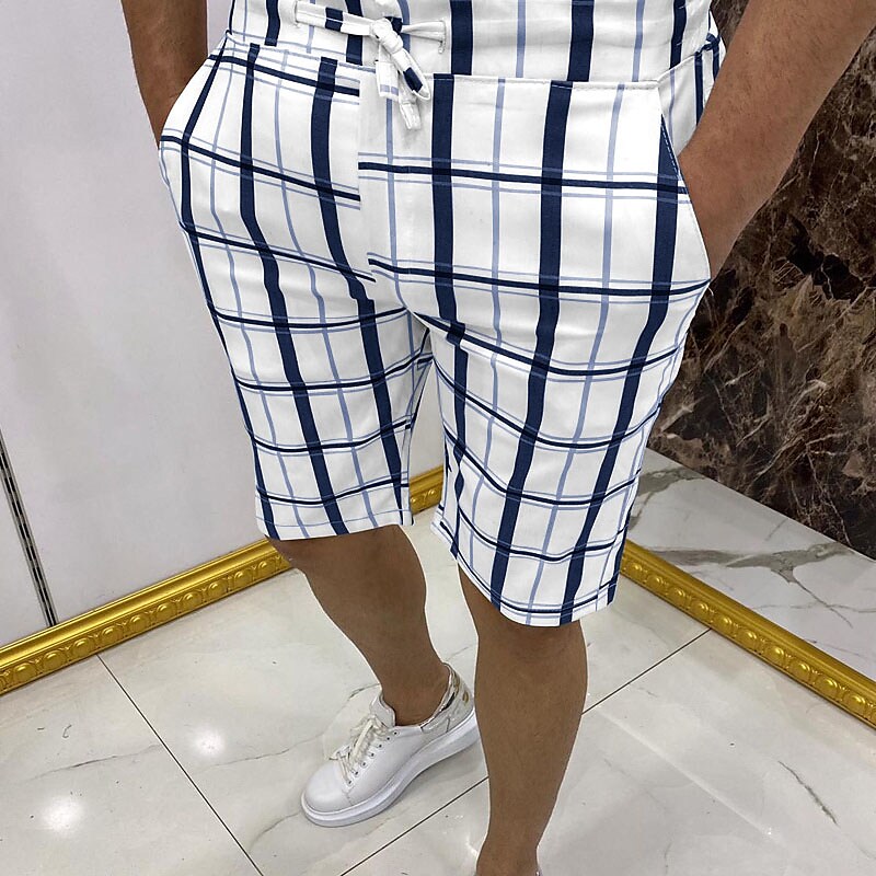 Men's Shorts Bermuda Work Shorts Pocket Plaid Comfort Soft Short  Stylish Simple Micro-elastic Streetwear