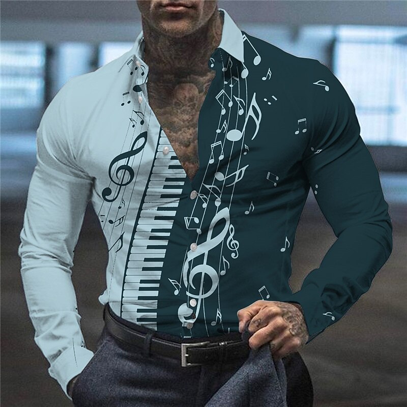 Men's Outdoor Street Vacation Fashion Casual Breathable Light Comfortable Prints Long Sleeve Shirt