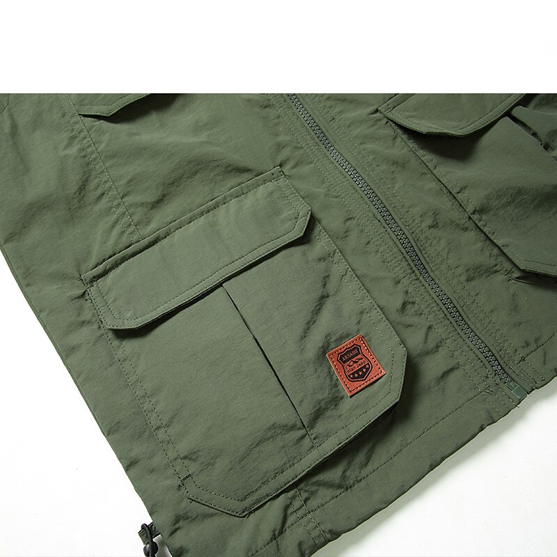 Men's Outdoor Hiking Fishing Climbing Casual Breathable Muti-pockets Zipper Light Plain Stand Collar Sleeveless Gilet